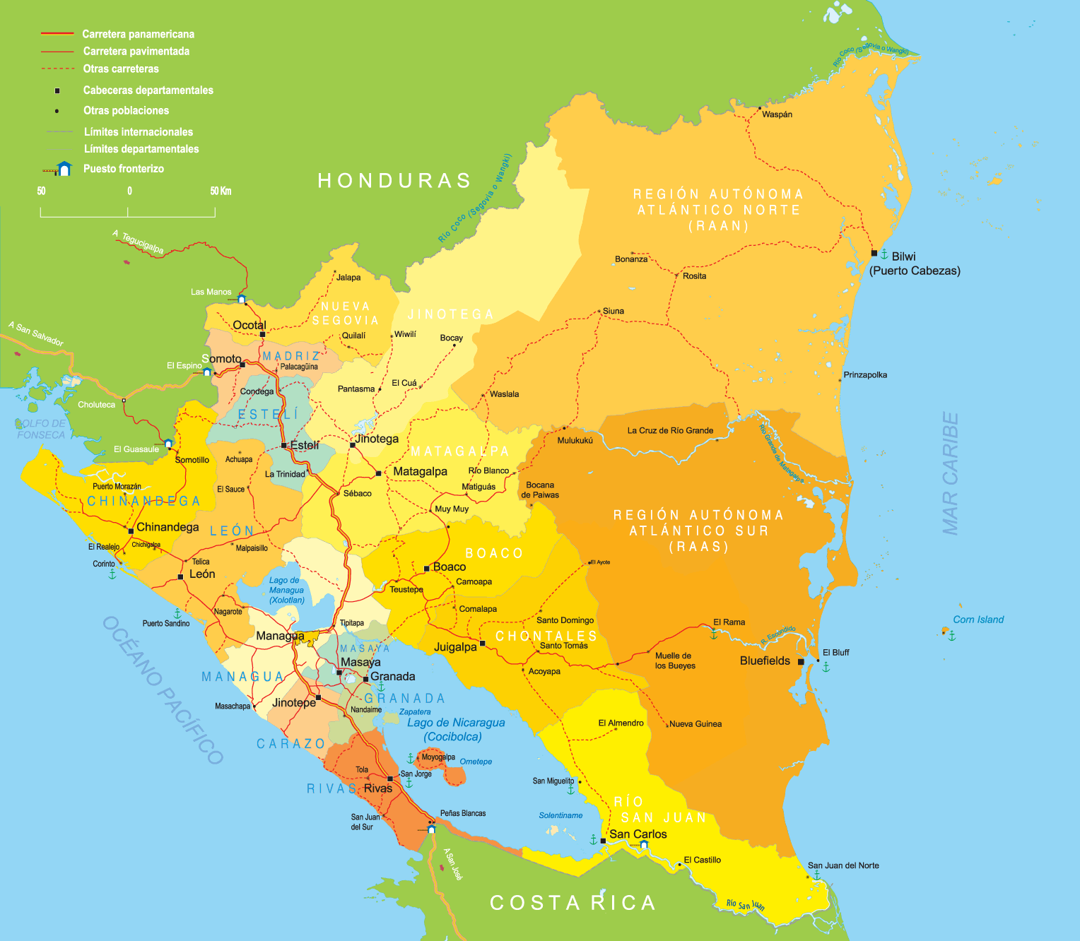 Mapa de Nicaragua | Metro Map | Bus Routes | Metrobus Way Map ...